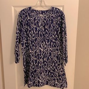 Navy with white detail, size medium, light weight swim cover-up
